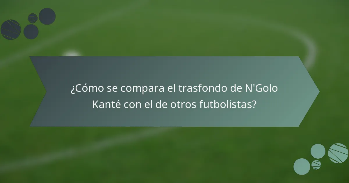 ¿Cómo se compara el trasfondo de N'Golo Kanté con el de otros futbolistas?