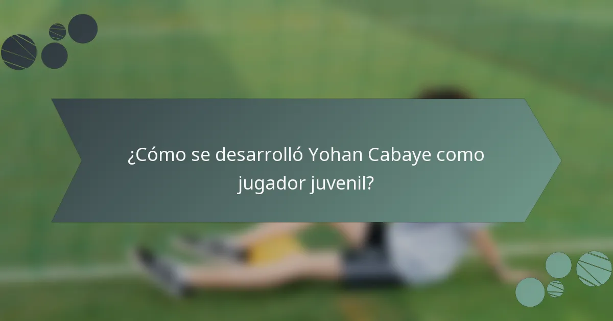 ¿Cómo se desarrolló Yohan Cabaye como jugador juvenil?