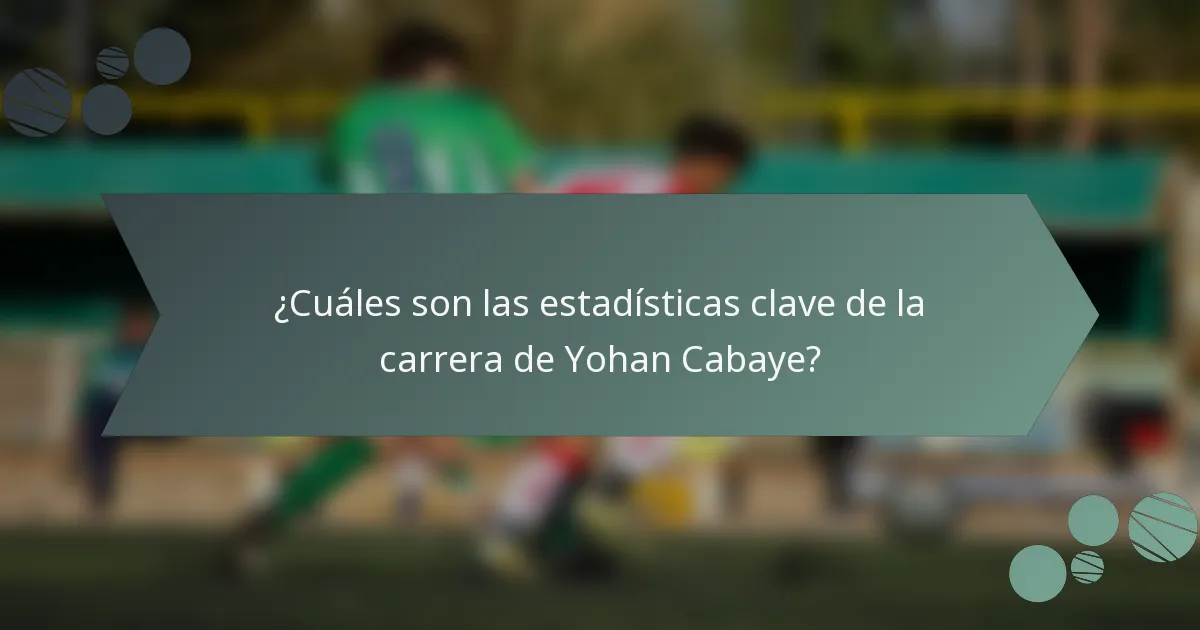 ¿Cuáles son las estadísticas clave de la carrera de Yohan Cabaye?