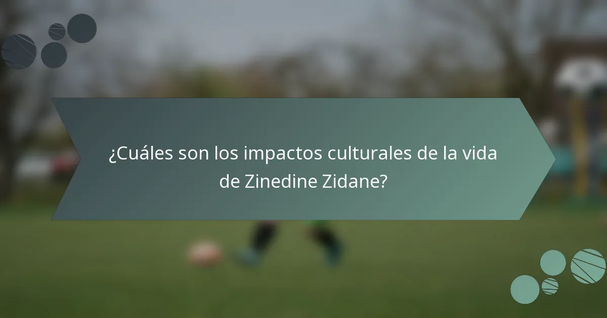 ¿Cuáles son los impactos culturales de la vida de Zinedine Zidane?